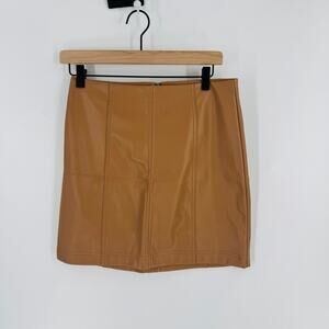 And Now This Tan Faux Leather Mini Skirt Women’s Size S High Waist Chic Fall
